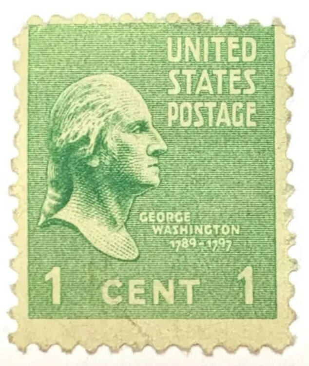 希少なヴィンテージ米国ジョージ・ワシントン1セント切手、MINT、1938年 #68