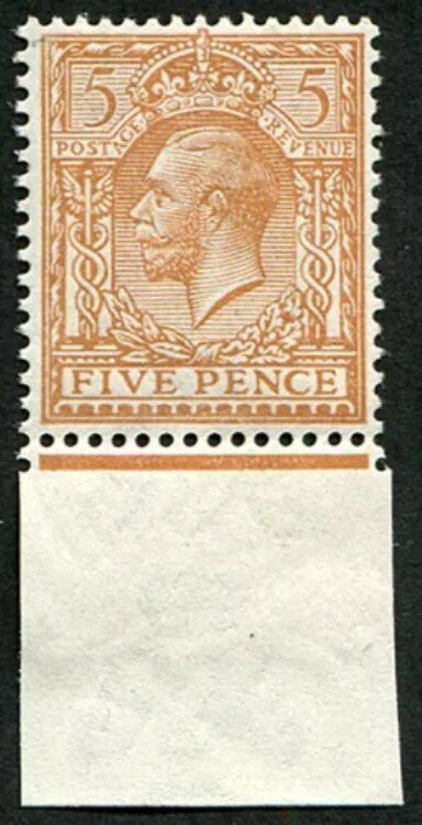 5d SG 382 品種、「ペール ジンジャー ブラウン」 U/M、シート縁あり、この...