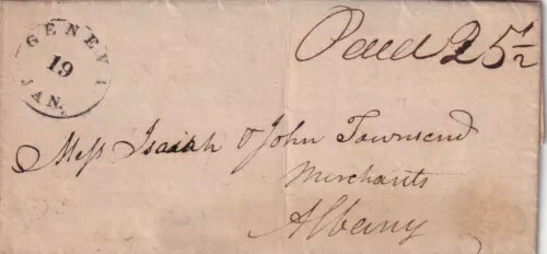 1815年ジュネーブ1月19日 - 戦時レート25 1/2セント（150% 17セント）ヘンリータワーの手紙：ウィスキー