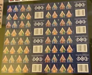 4820、ジンジャーブレッドハウスのプレスシート（8枚のパネルに20枚の切手が印刷） - スチュアート・カ..