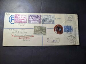 1950年 イギリス領セイシェルの書留郵便(ビクトリアからプーナ(インド)宛)