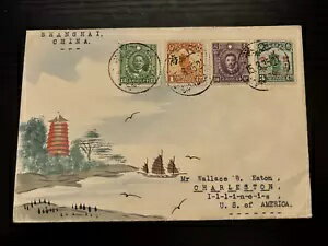 1935年 中華民国 カール・ルイス カバー 上海からチャールストン イリノイ州 アメリカ