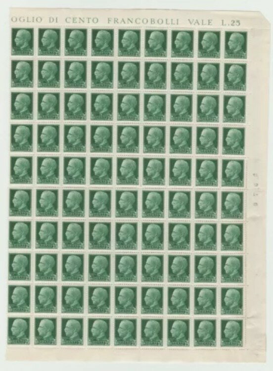 S37097 共和国社会主義イタリア 1944 MNHブロック メンズ 90 ソプラスタンパ IN アルビノ