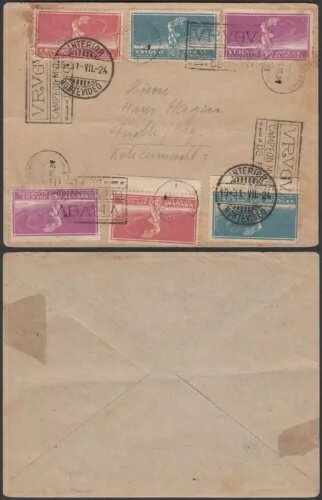 ウルグアイ 1924 - モンテビデオからの表紙 - パリオリンピック「フット」大会..(DD) MV-6807