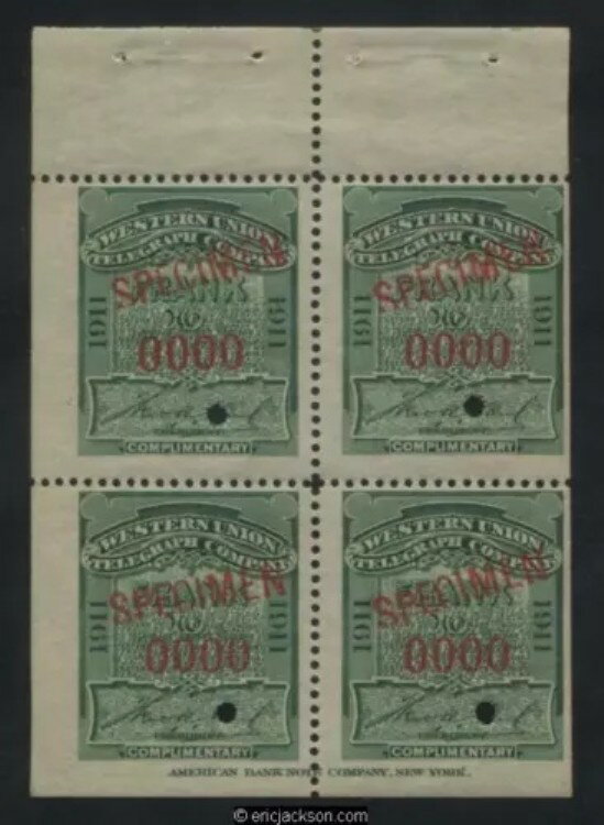 電信切手、16T42S 赤見本オーバープリント＆セキュリティパンチ、0000 管理番号