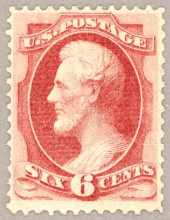 USスコット#148 OG VF 1870 6c リンカーン、シークレットマークなし、完全なOGの美しさ