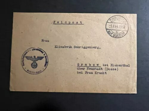 1944年 ドイツ フェルドポスト ツィノヴィッツからグラボー・ブルメンタールへのV2ロケット弾カバー