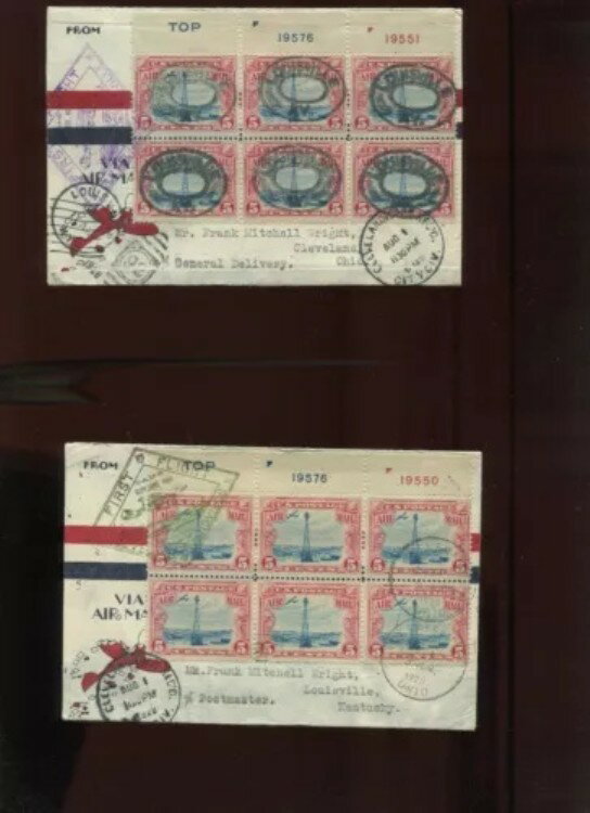 C11 ビーコンプレートブロック 1928年8月1日 CAM 16 ユニークな往復両面カバー