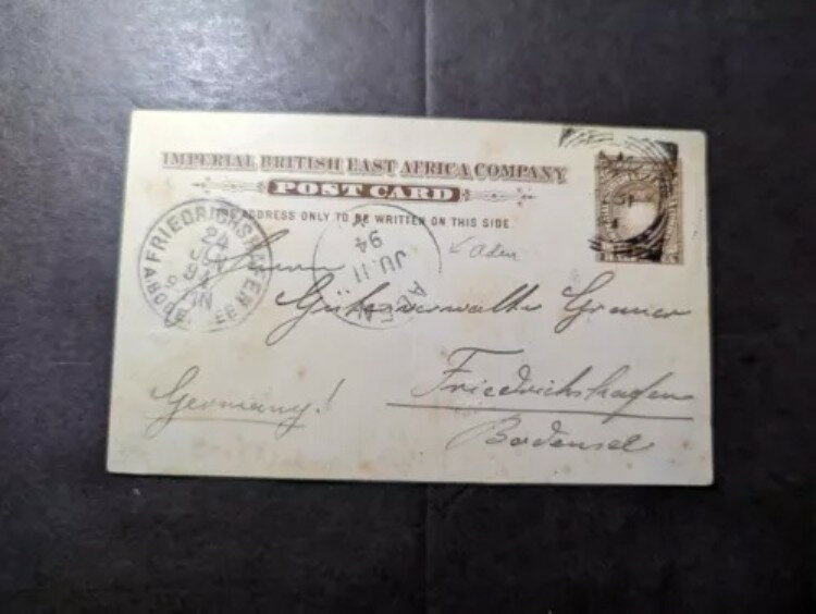 1894年 イギリス東アフリカ会社のポストカード表紙 アデンからドイツへ
