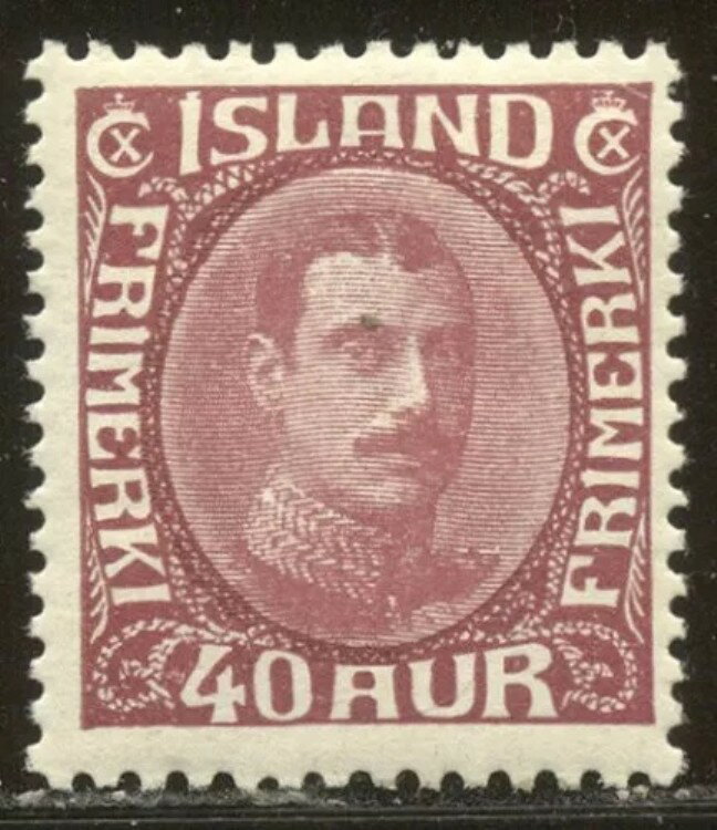 アイスランド #184 希少 ミントNH - 1931年 40セント クラレット