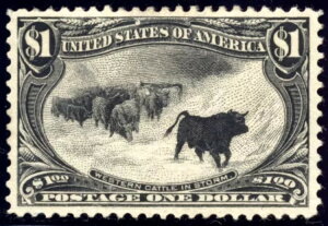 US 292 $1 ミシシッピ川以北 1898年 嵐の中の牛 PSAG 認証 VF 未使用 OG ヒンジ付き