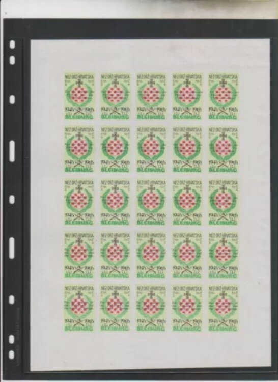 クロアチア、第二次世界大戦、亡命、ブライブルク、25 MNH ovpt の領土、ドイツ語と英語