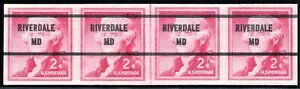 1055c、MNH XF 2セント無孔線ストリップ - Riverdale MD 事前キャンセル - Stuart Katz