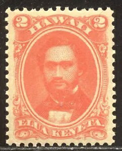 ハワイ #31a チョイスミント XF/SUP NH - 1886 2セント バーミリオン
