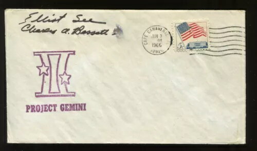 1966年宇宙飛行士エリオット・シーとチャールズ・バセットのサイン入りジェミニ9Aカバー（CV 717 A）