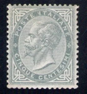 1867年 イタリア、n. 16T ヴィットーリオ・エマヌエーレ2世 - 5セント グリーン - MLH*-