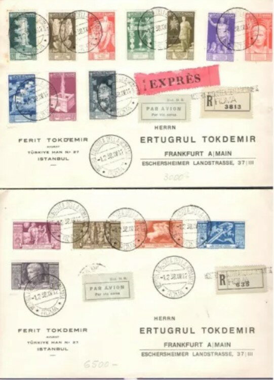 1937年イタリア、二千年紀アウグストゥス第416/25号+旅行書簡A110