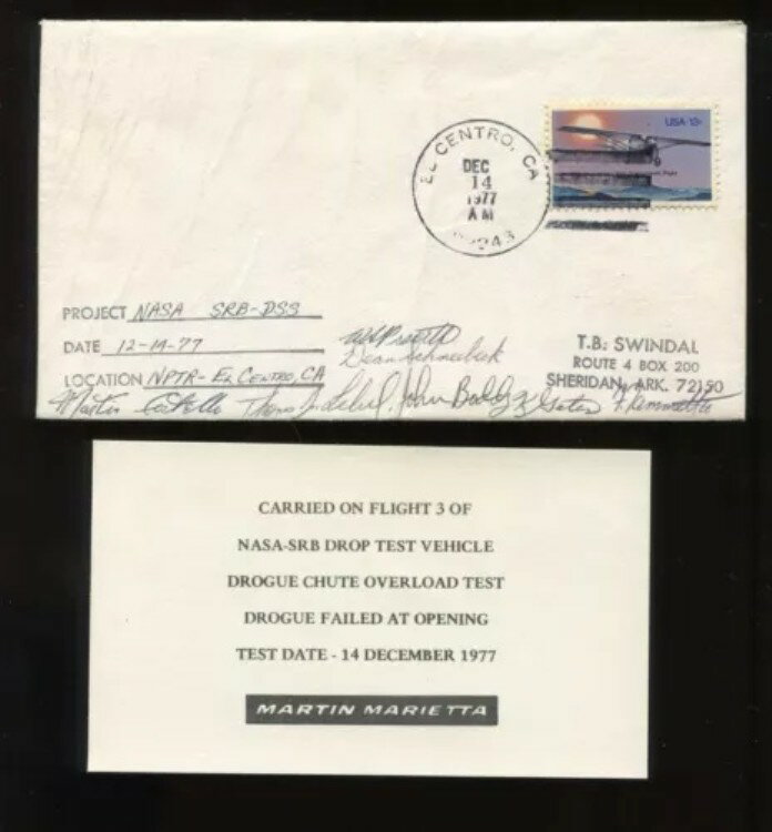 4 NASA 1977-1978 SRBパラシュート落下試験はマーティン・マリエッタシャトル試験をカバーしています