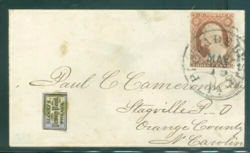 US 10a 3c 1851-57 銅色 茶色 2行枠 表紙