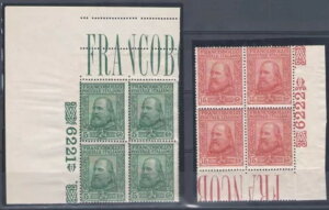 1910年 イタリア王国 ジュゼッペ・ガリバルディ 5セント グリーン + 15セント カーマイン 2 val n.87/