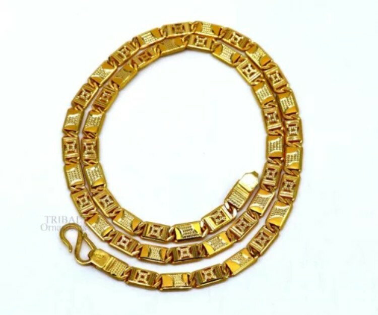 22カラットの刻印入りイエローゴールド、ロイヤルキングナワビチェーンメンズネックレス ch541