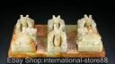 8インチの古代中国和田翡翠彫刻龍亀亀6つの印章印鑑