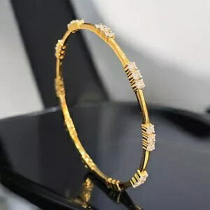 極上3.60カラット F/VS1 ラウンドブリリアントカットダイヤモンド バングルブレスレット 18Kゴールド