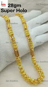 リアルゴールド 22K イエローゴールド ホールマーク スーパーホローネックレスチェーン