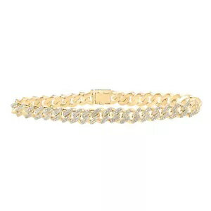 8MM 10Kイエローゴールド 8.5インチ メンズ キューバンブレスレット 3.79 CTW ダイヤモンド 29.1g 本物のアームレット