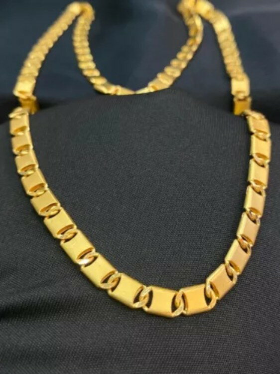 美しいドバイソリッドメンズロイヤルリンクチェーンネックレス（ホールマーク22Kイエローゴールド）