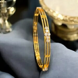 上品な2.10カラット F/VS1 ラウンドブリリアントカット 天然ダイヤモンド バングル 14K イエローゴールド