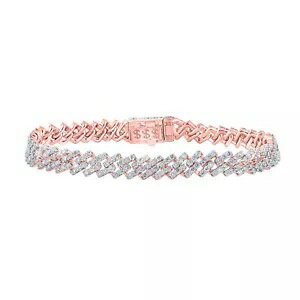 7.6 CTW ダイヤモンド メンズ 8.5インチ キューバンブレスレット 8.4MM 10Kローズゴールド 26.03g 新品アームレット