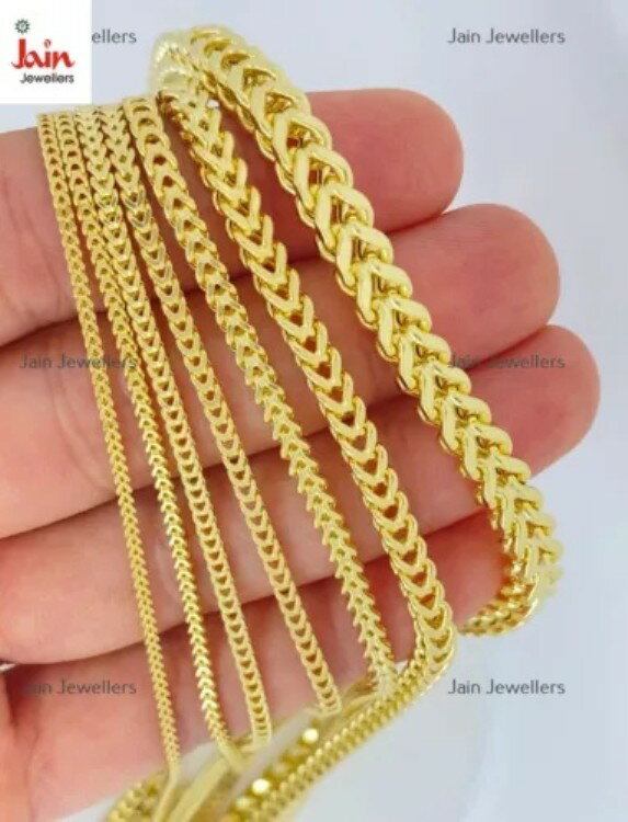 本物の金 18K ホールマーク刻印入り ゴールド フランコ メンズ ネックレスチェーン 1.5mm〜7m