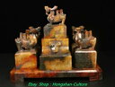 11.6インチ 古代王朝天然和田翡翠龍龍動物印鑑セット