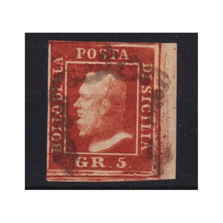 シチリア 1859 5グレイン ピンク レンガ I TAV. N.9f US. CERT.-
