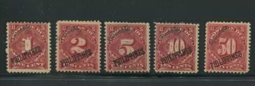 フィリピン J1S-J5S 郵便料金未払い 見本 オーバープリント ミント 切手 5枚セット HY222