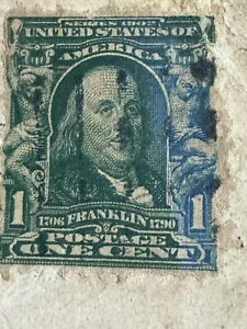 希少な1セント 1902-03年 染料エラー！ベンジャミン・フランクリン米国切手 郵便カバーと消印付き！