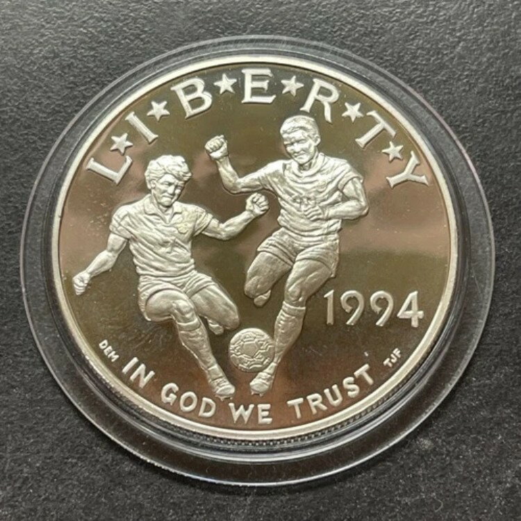 乐天商城 - 1994年 S $1 米国造幣局 プルーフ 90% シルバー ワールドカップ サッカー記念コイン