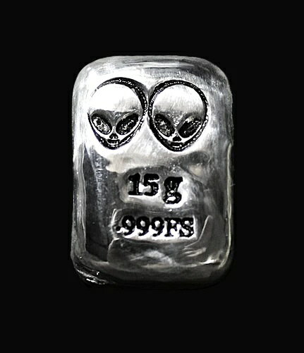 15g ハンドメイド ファインシルバーバー 999 地金 - エイリアンヘッズ - TBC