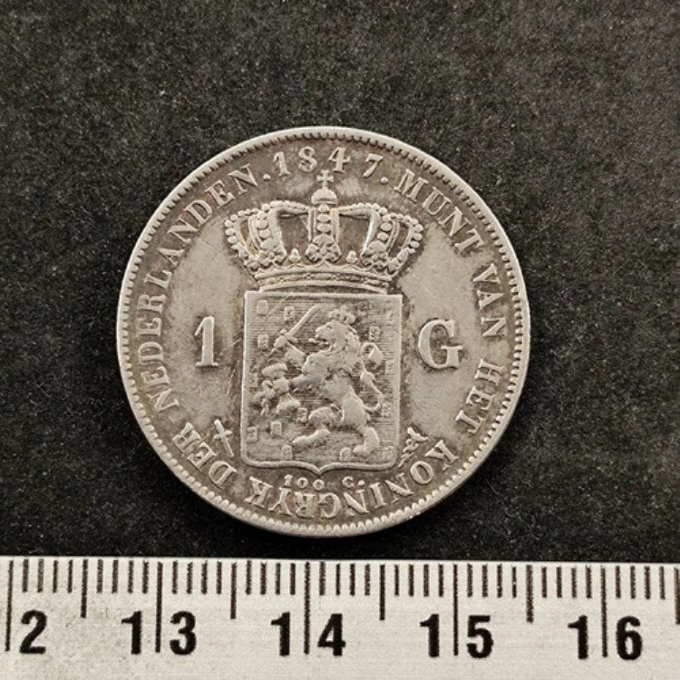 1847年製 1グルデン銀貨 オランダ Ref17408J