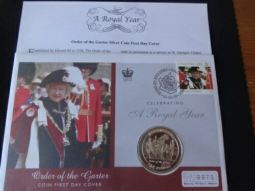 2005年 ジブラルタル 5ポンド銀貨 プルーフ コイン カバー + COA ロイヤルイヤー ガーター勲章
