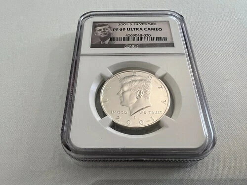 2001-S シルバー ケネディ ハーフダラー NGC PF69 ウルトラカメオ（ポートレートラベル）