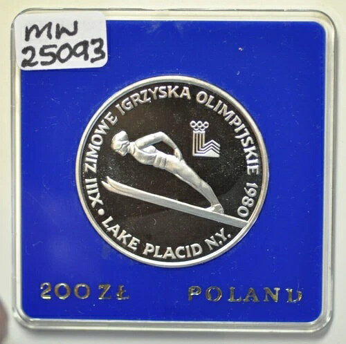mw25093 ポーランド; 1980年レークプラシッド冬季オリンピック 200ズウォティチ銀メダル（トーチなし）