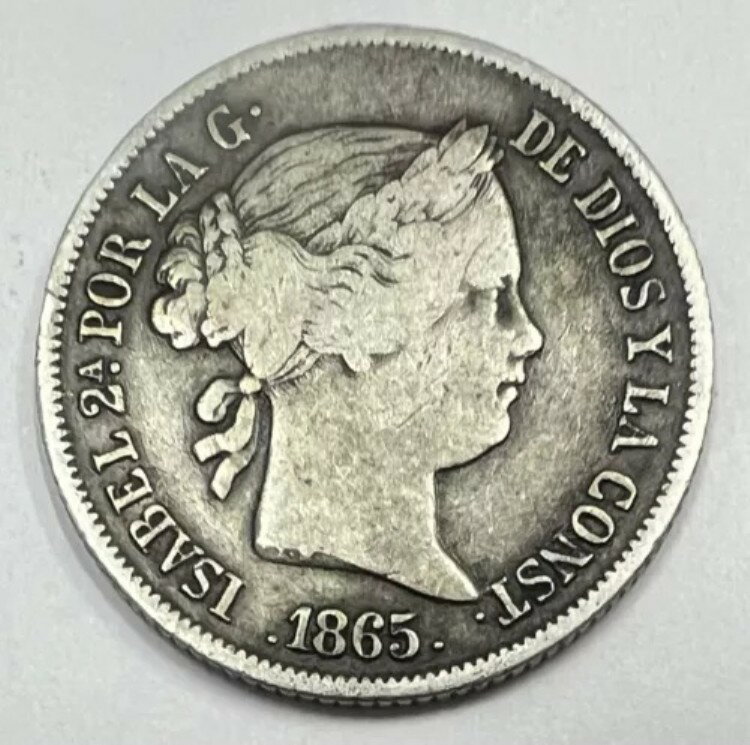 40センティモスコイン 1865年 スペイン イザベルシルバー REF80588
