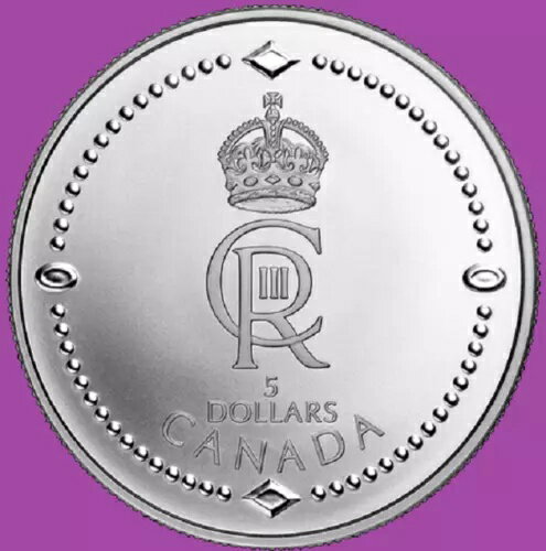 2023年カナダ5ドル銀貨プルーフコイン チャールズ3世戴冠式記念品。UNC造幣局記念品