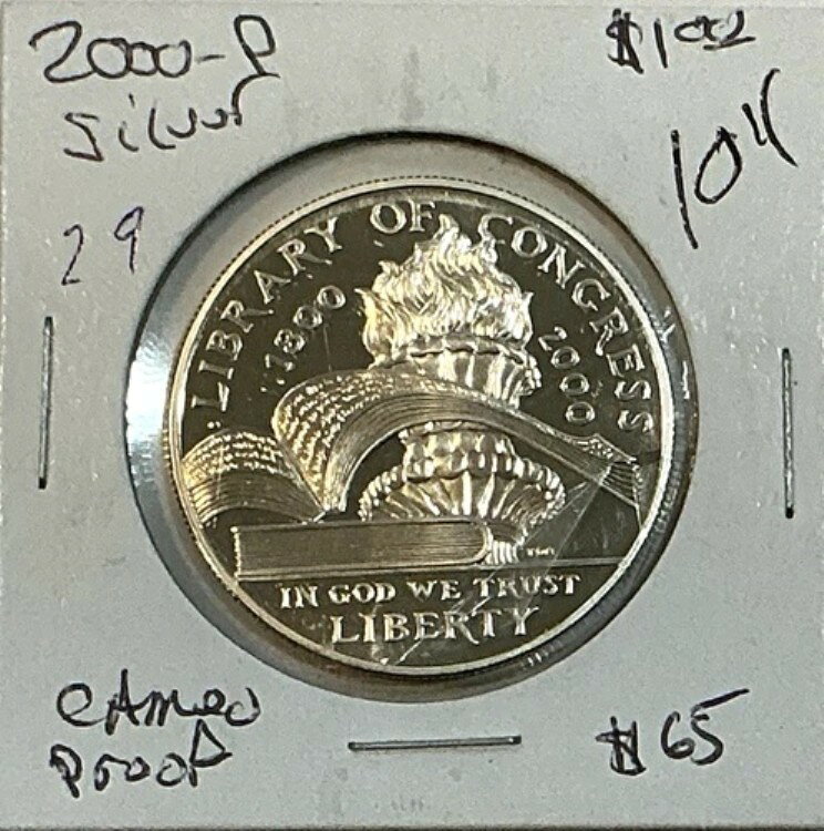 ?? 2000-P 議会図書館発行 90% 銀貨記念 1 ドル硬貨 米国造幣局