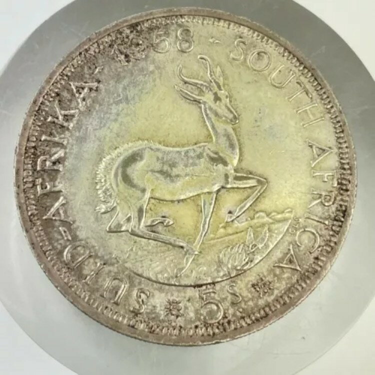 World Currency - Coins - 南アフリカ 1958年 5シリング銀貨