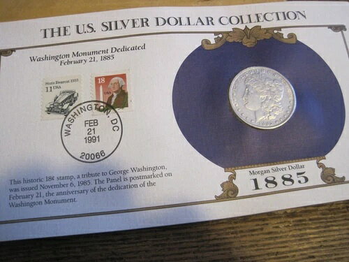 1885年モルガン銀貨1ドル硬貨コレクション＆記念切手（消印付き）