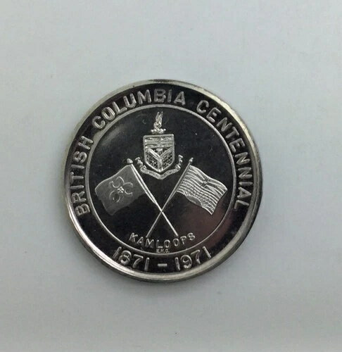 1871-1971 BC 100周年記念 カムループス BC & District Coin Club Stg シルバーラウンド 25.3gm