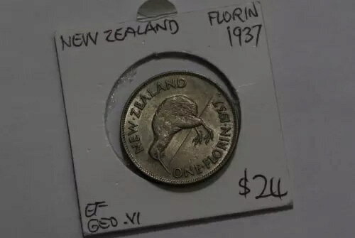World Currency - Coins - ?? ???? ニュージーランド フロリン 1937年 シルバー ハイグレード B70 #128